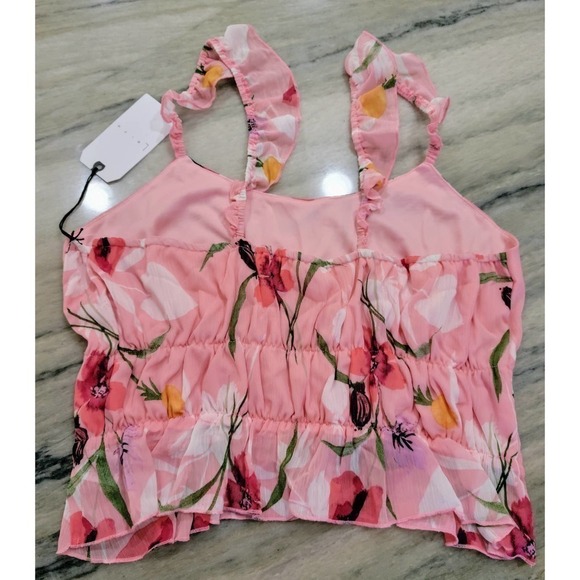 Leith Pink Floral Ruffle Cropped Camisole Nordstrom XL NWT - Picture 3 of 13